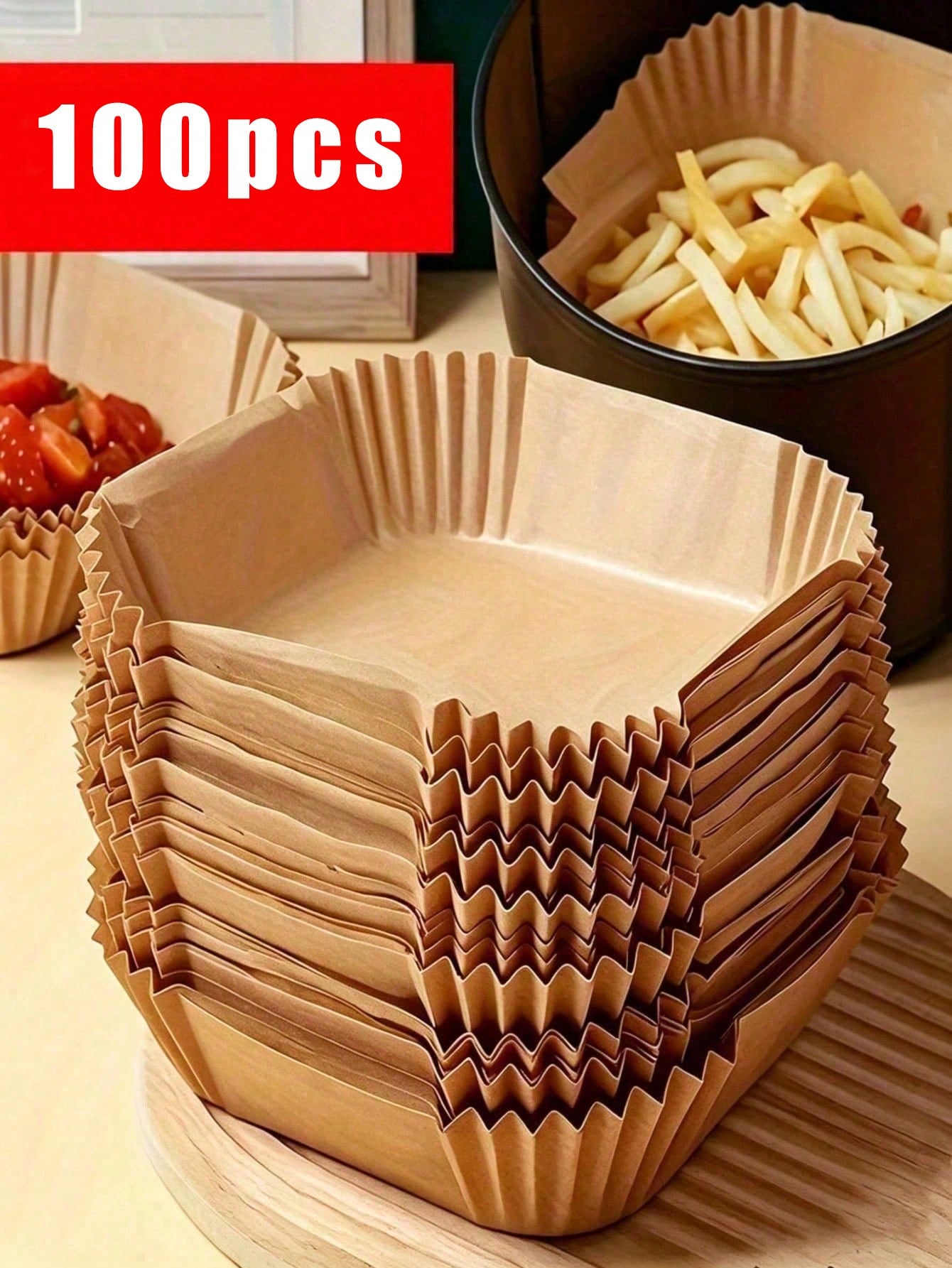 Kitchen Baking Containers - 100/50 قطعة ورق خبز مربع ومستدير