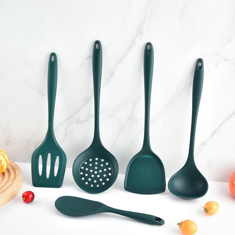 Offset Spatula Set - 5 قطعة الغذاء الصف سيليكون أواني