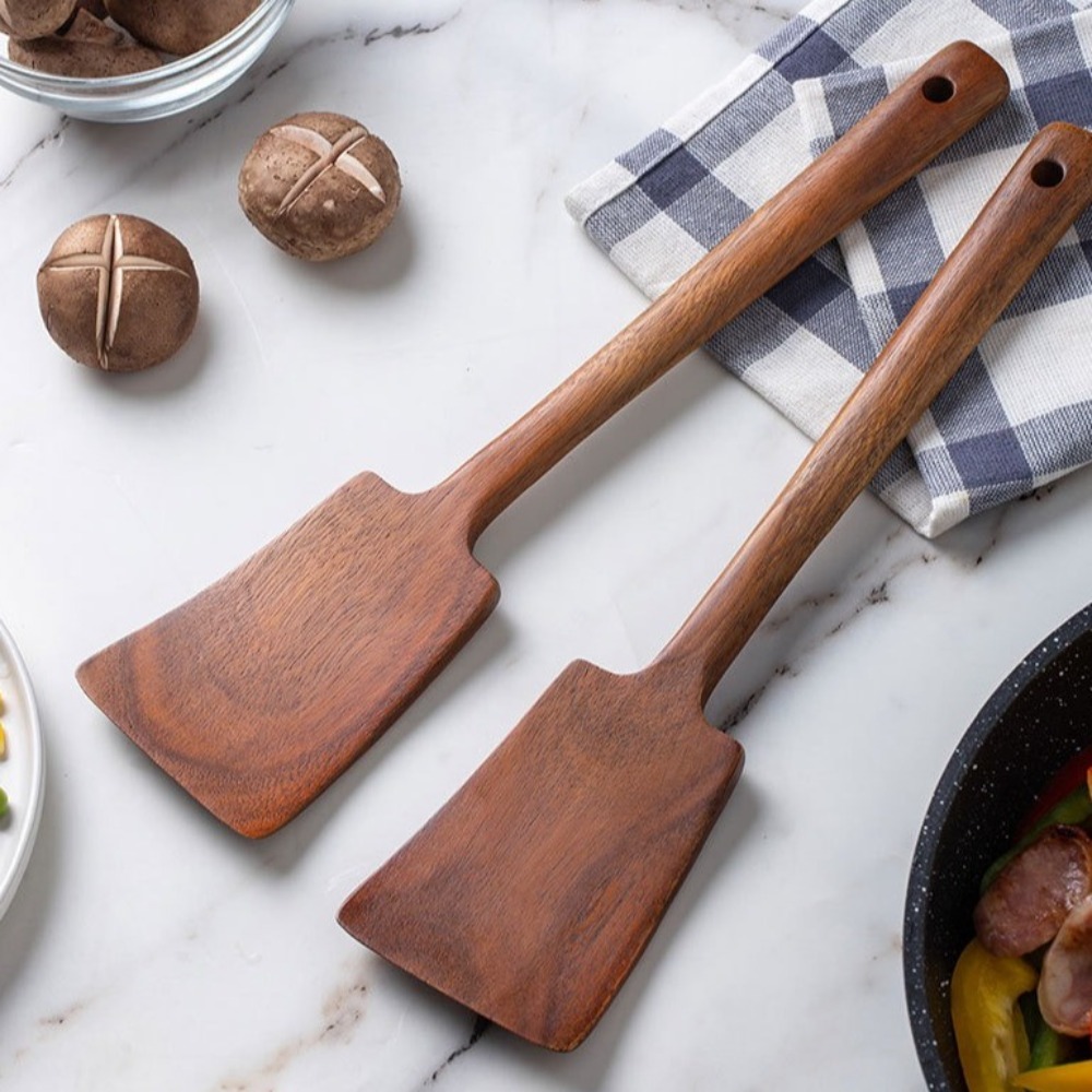 Offset Spatula Set - 34 سنتيمتر الخشب الصلب ملعقة الطبخ