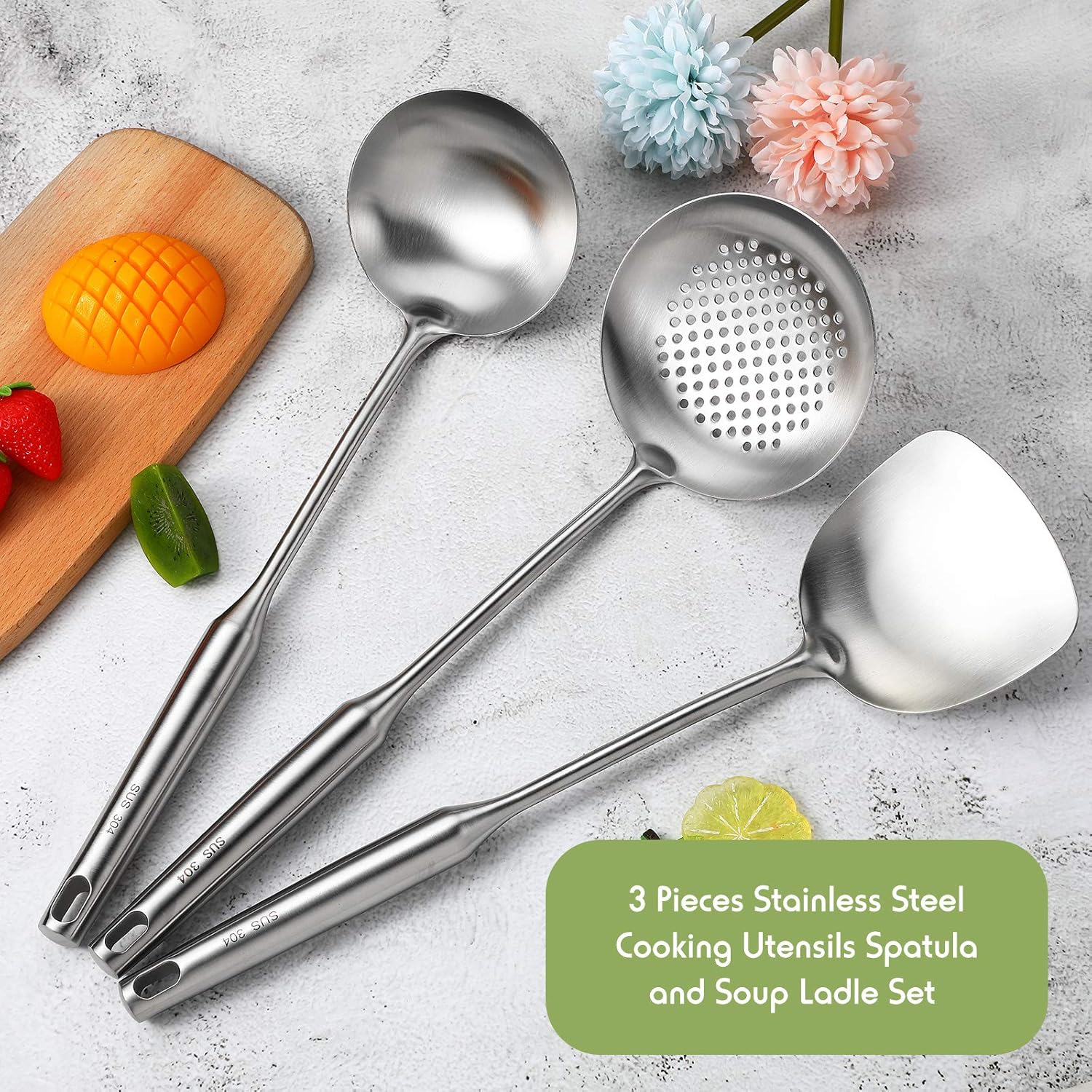 ملعقة ووك، مغرفة، وملعقة مثقوب - مراجعة Offset Spatula Set وسعره